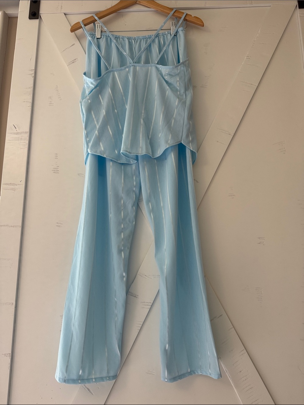 Petra Fashions Light Blue Satin Loungewear Set - Picture 2 of 6